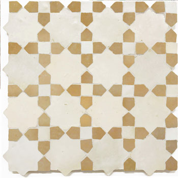Mosaic House Moroccan tile Tanger C 1-32 White,   Tan, beige, natural, terracotta   solid zellige, mosaic, zellij, field, pattern, glaze, stars, classic 
